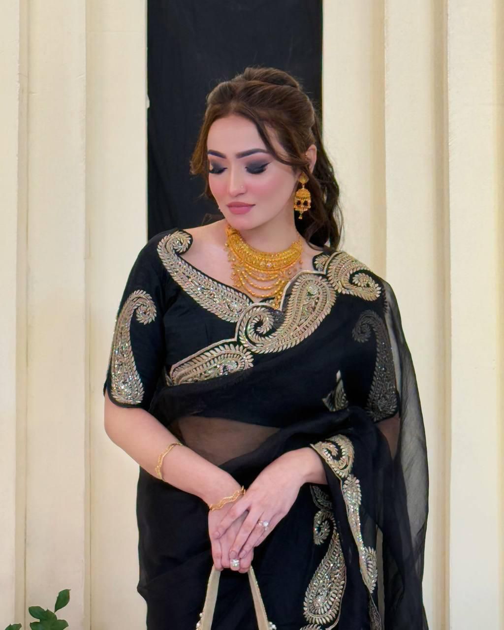 Rangoli Silk Saree with Sequence and Embroidery Work