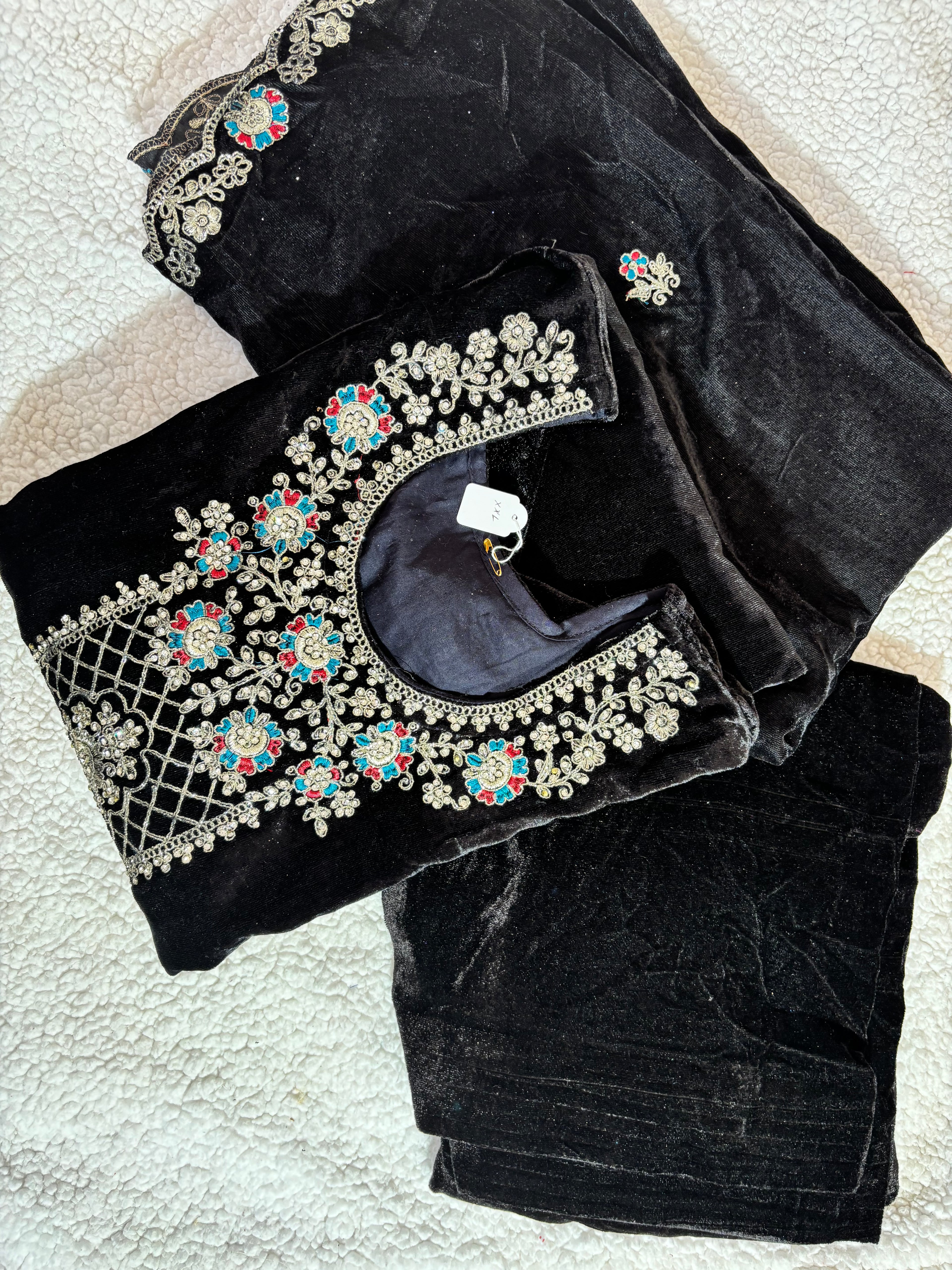 Premium Indian Velvet Salwar Suit with Embroidery and Zarkan work
