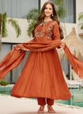 Vichitra Silk Kurta and Pant Set with Embroidered Work Dupatta
