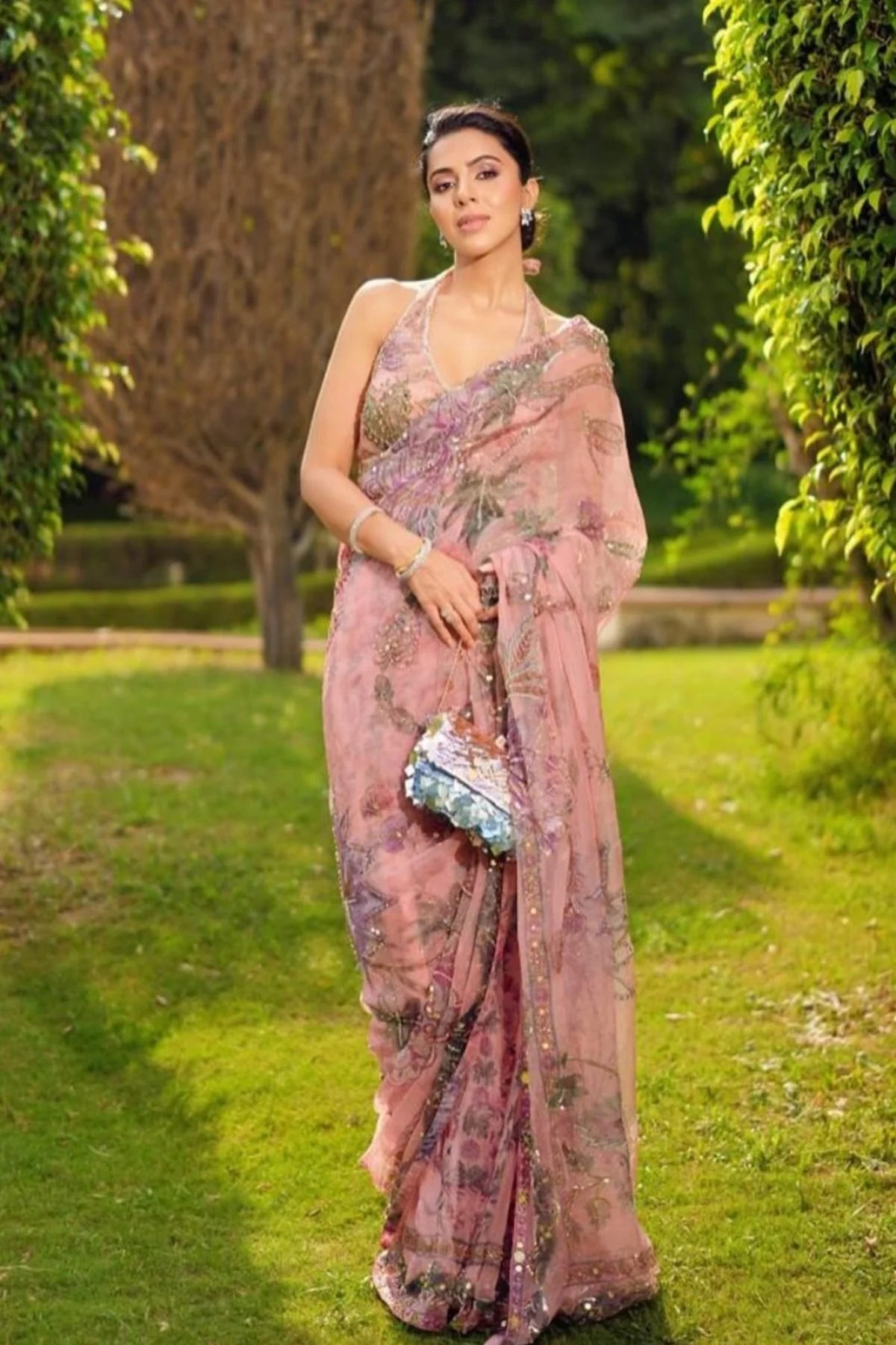 Pink Tabby Silk Saree with Colourful Latkan Pallu Boutique Collection