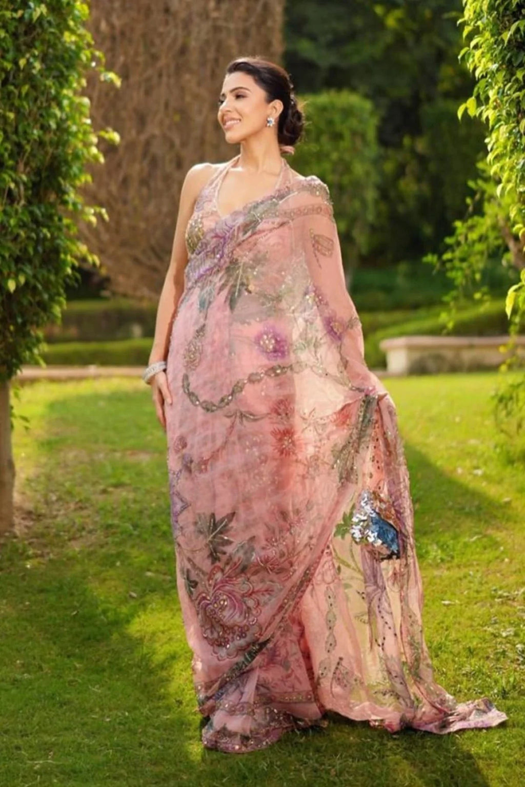 Pink Tabby Silk Saree with Colourful Latkan Pallu Boutique Collection