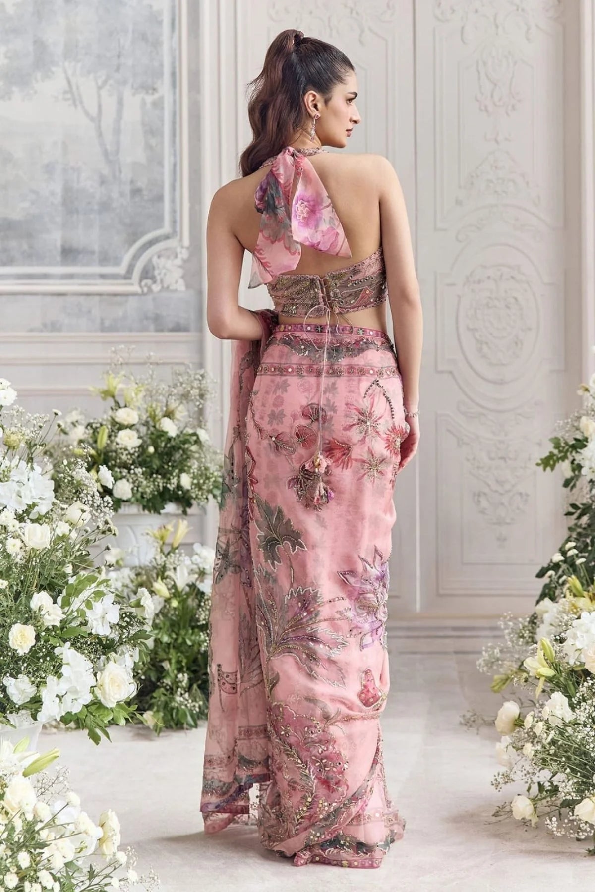 Pink Tabby Silk Saree with Colourful Latkan Pallu Boutique Collection