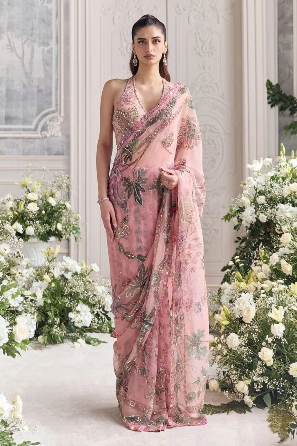 Pink Tabby Silk Saree with Colourful Latkan Pallu Boutique Collection
