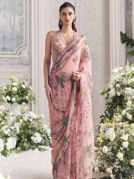 Pink Tabby Silk Saree with Colourful Latkan Pallu Boutique Collection