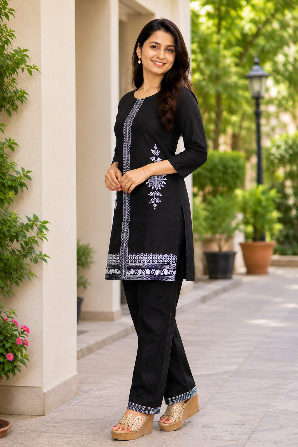 Premium Chinon Silk Embroidered Co-Ord Set