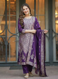 Art Silk Kurta and Pant Set with Jacquard Work Dupatta