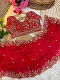 Satin Silk Saree with sequence work and Ready made Blouse