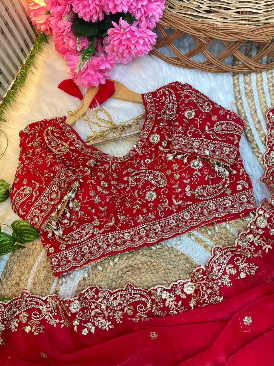 Satin Silk Saree with sequence work and Ready made Blouse