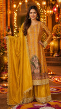 Premium Chinon Palazzo Suit Heavy Embroidery & Sequin Detailing