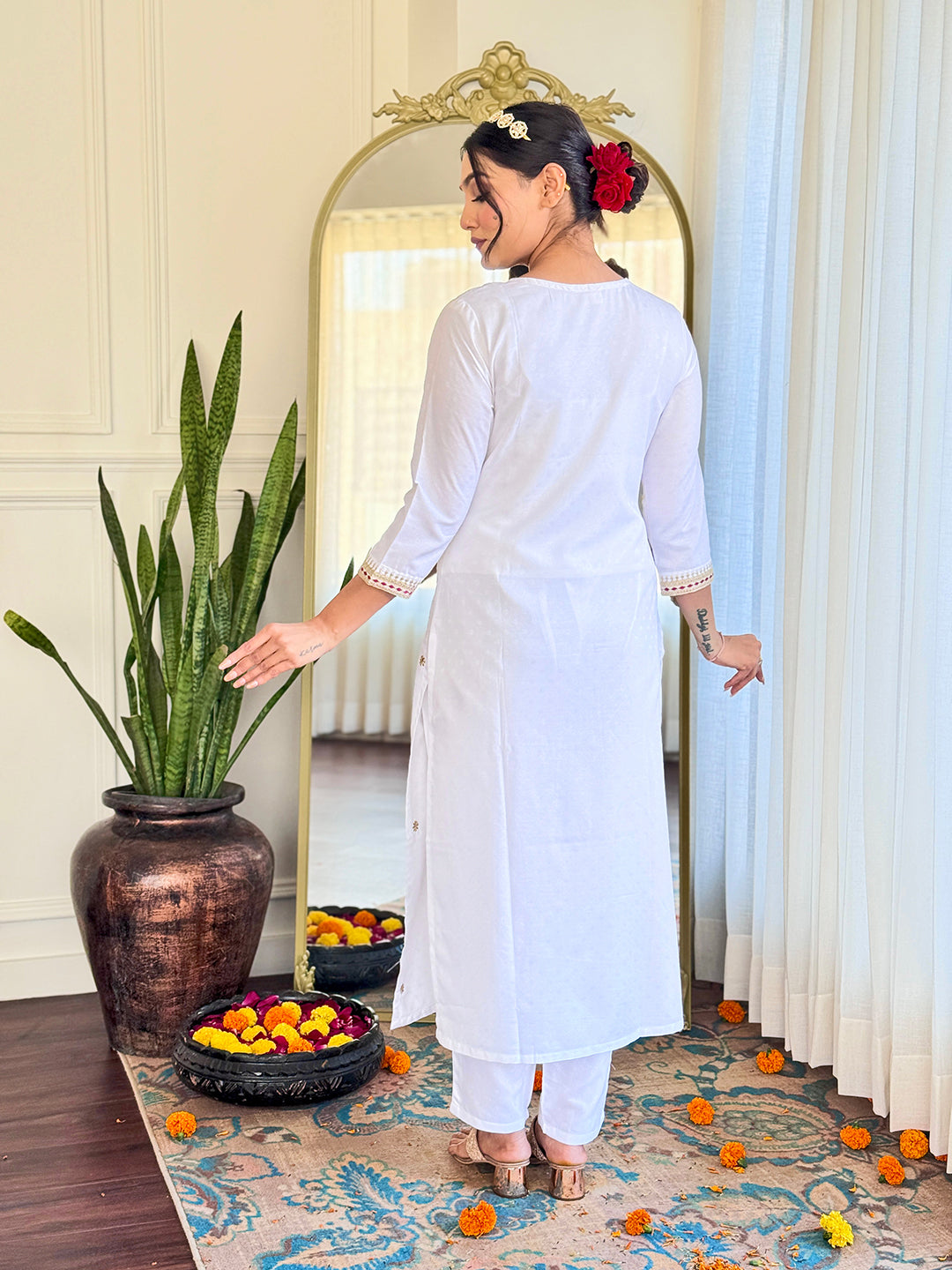 Soft Viscose Embroidered Kurta and Pant Set with Printed Work Dupatta