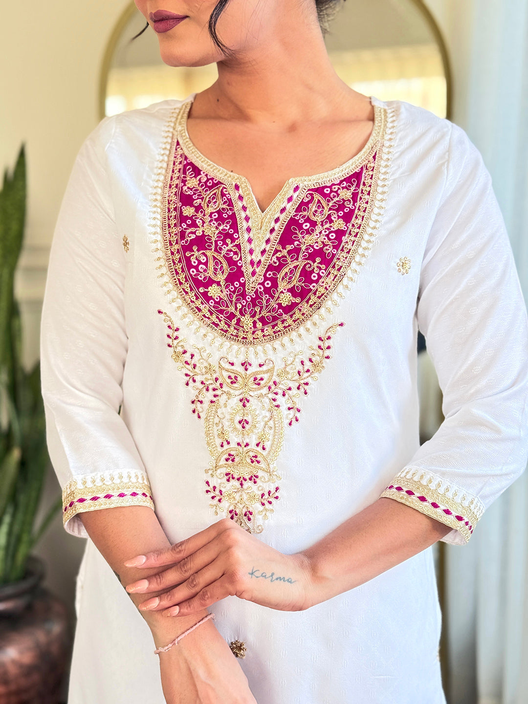 Soft Viscose Embroidered Kurta and Pant Set with Printed Work Dupatta