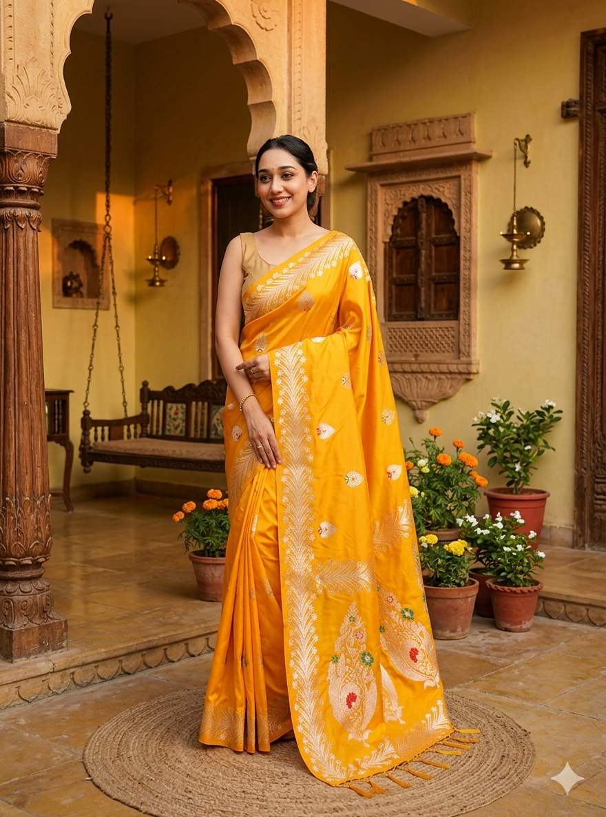 Banarasi Silk Saree with Zari Weaving work