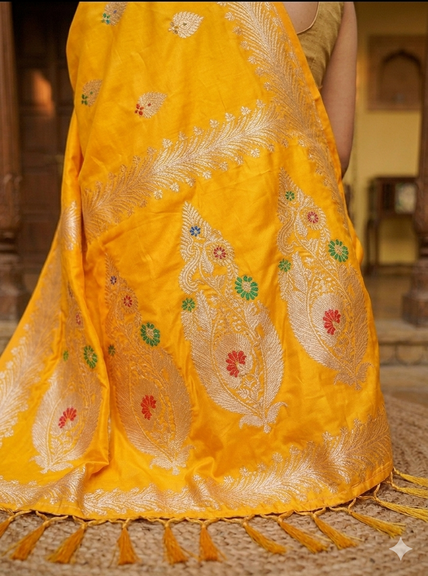 Banarasi Silk Saree with Zari Weaving work