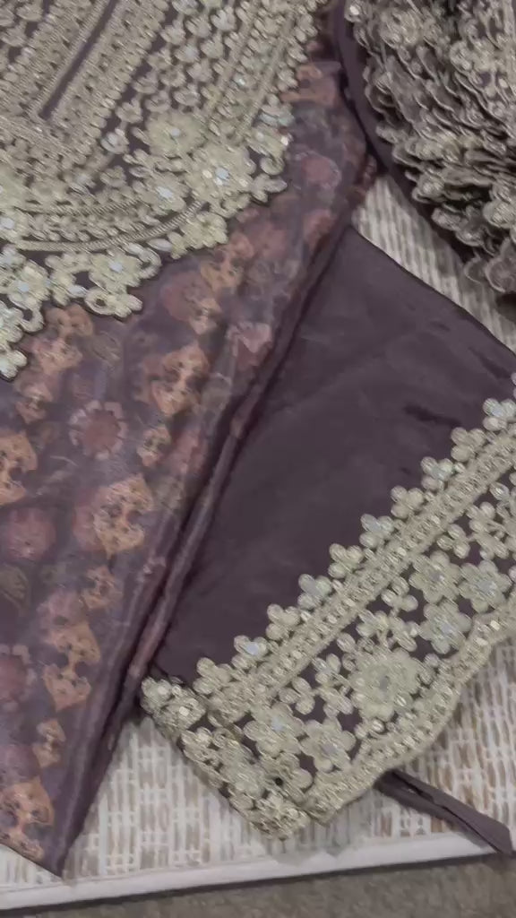 Premium Chinon Palazzo Suit Heavy Embroidery & Sequin Detailing